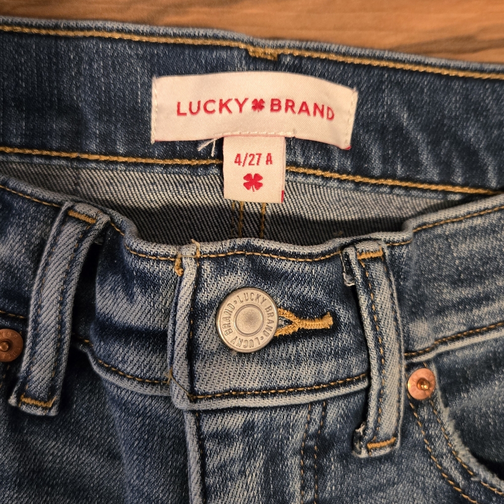 Lucky Brand Dark Wash Distressed Skinny Jeans Size 4/27 - Picture 4 of 5